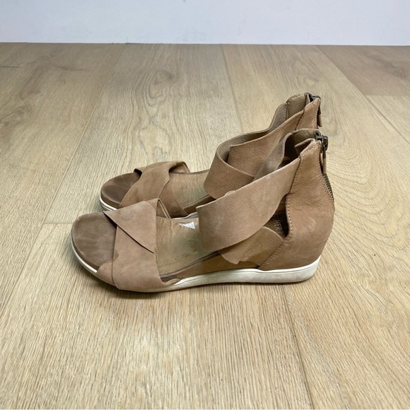 Eileen Fisher Sport Suede Criss Cross Banded Wedge Platform Sandals - Picture 3 of 5